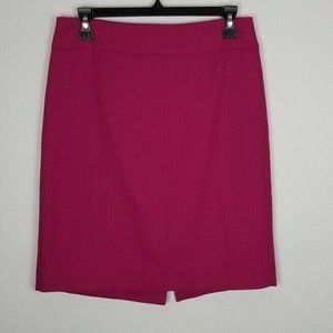 J. Crew Sz. 4 Pink Wool Pencil Skirt Lined W/ Back Slit And Zipper